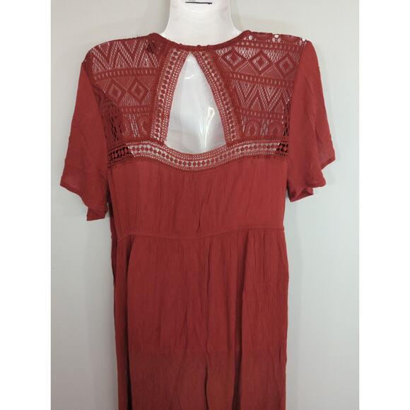 Almost Famous Tie Front Hi-Low Burnt Orange Bohemian Kimono MEDIUM NWT - Picture 7 of 13